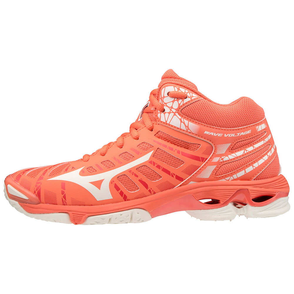 Womens Mizuno Wave Voltage Mid Volleyball Shoes Coral/white Philippines (BJVWQC721)